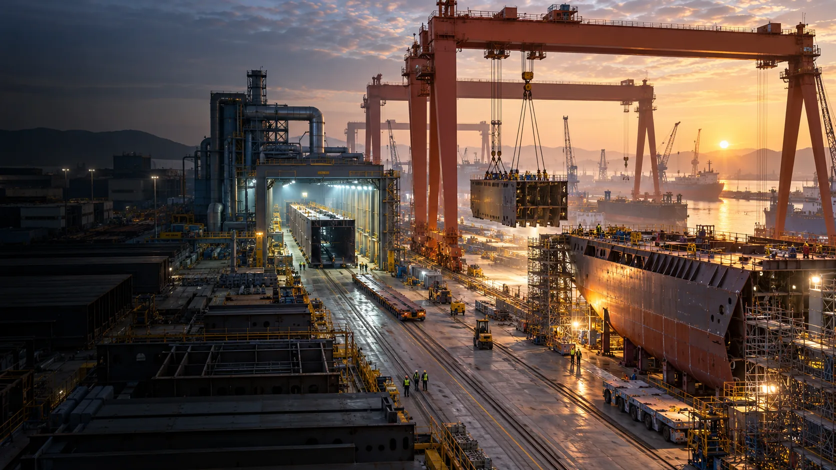 Large steel fabrication and shipyard facility